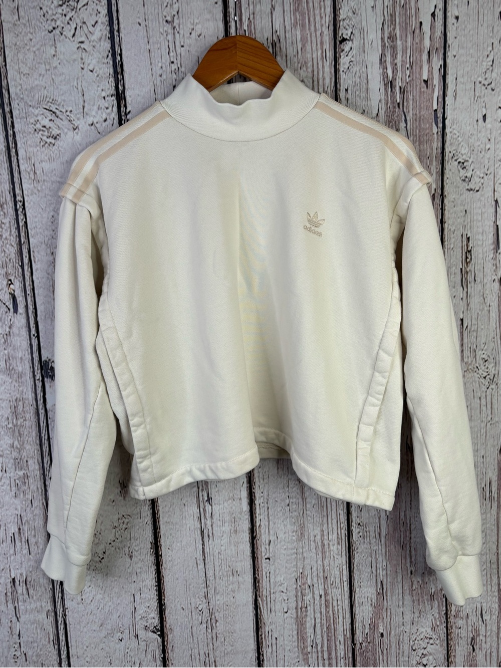 Adidas Originals Adicolor Clean Classics Mock Neck Sweatshirt Ivory Size Medium